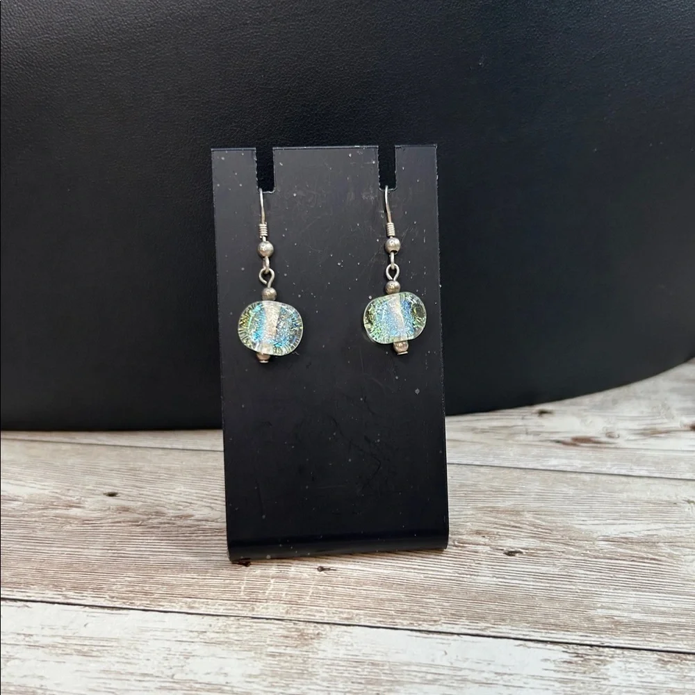 Gorgeous Iridescent Dichroic Glass and 925 Earrings